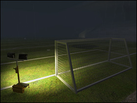 Goal with floodlights next to it