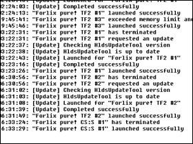 Sample logfile showing server updates and crashes